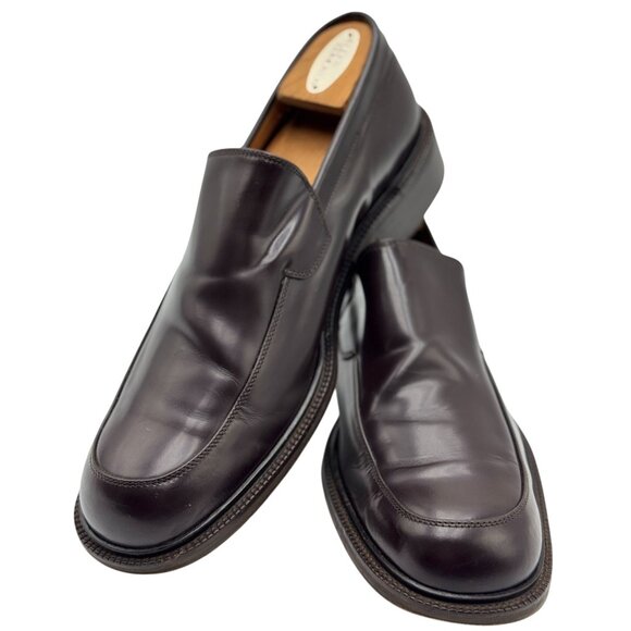 Coach Mens 12D Carson Slip-On Loafers Classic Dress Shoes Brown Leather Italy - Picture 2 of 16